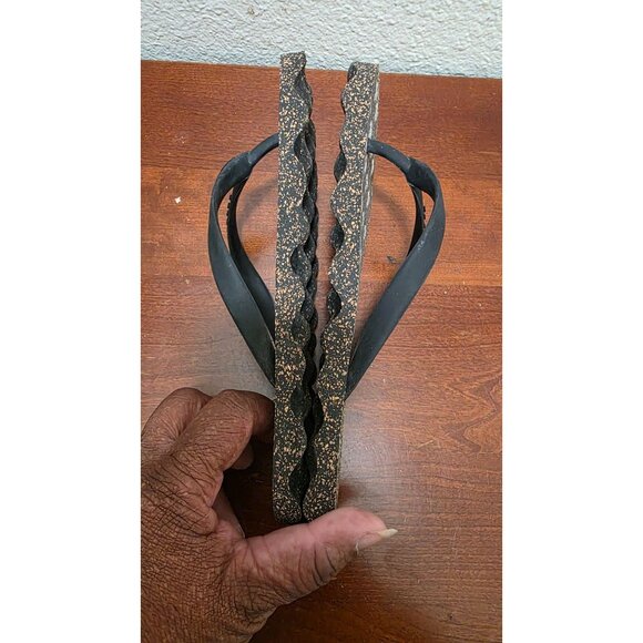 Asportuguesas Women's Cork Thong Flip-Flops Turtle Print & Black Straps Size 35/ - Picture 4 of 7